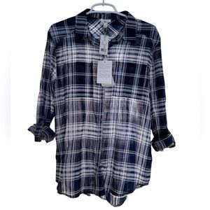 Joie Soft button down plaid shirt, NWT, size M